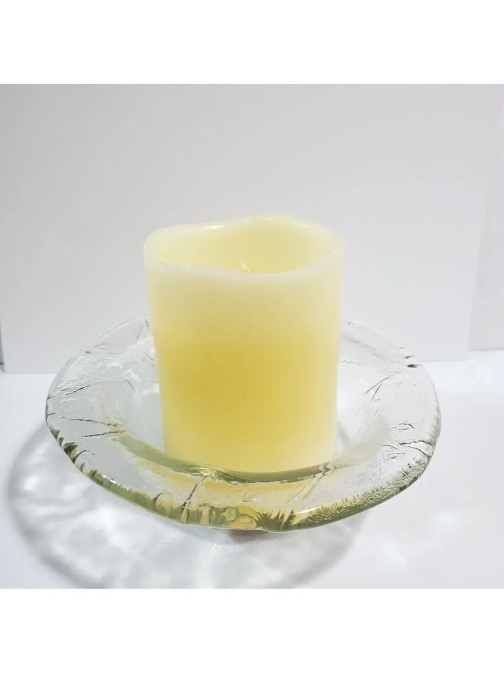 Pier1 Imports Handblown Glassware floral embossed cabbage leaf bowl